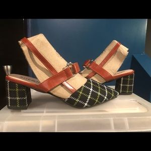 Plaid low block heel
